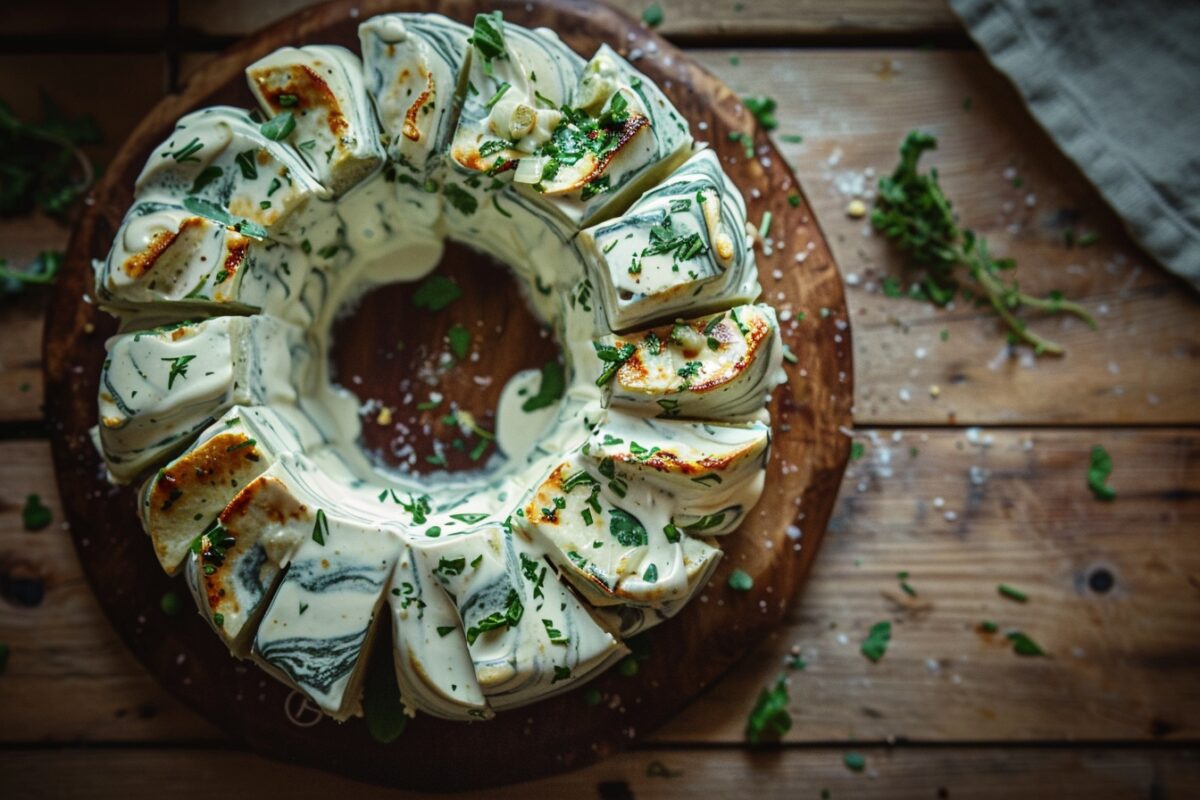 Découvrez comment sublimer votre table avec une couronne marbrée et sa sauce ail et fines herbes