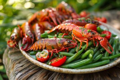 Découvrez la fraîcheur de la salade de haricots verts et écrevisses, un délice pour vos papilles!