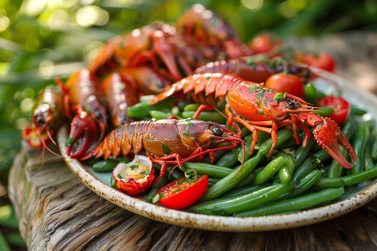 Découvrez la fraîcheur de la salade de haricots verts et écrevisses, un délice pour vos papilles!