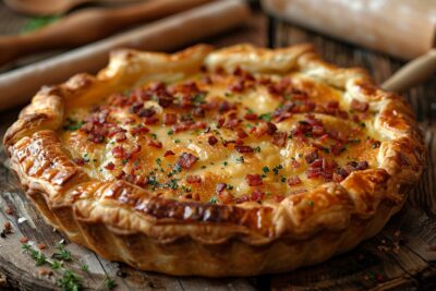 Découvrez le feuilleté au reblochon et aux lardons : une recette conviviale et gourmande qui ravira vos papilles