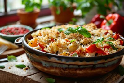 Laissez-vous tenter par cette recette de gratin de poivrons au four, un plat savoureux qui ravira vos papilles