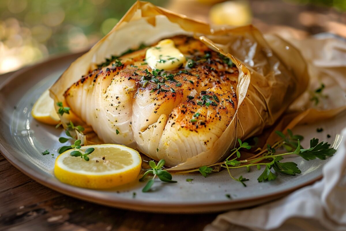 Redécouvrez la simplicité délicieuse avec notre papillote de lieu noir et beurre aux herbes aromatiques