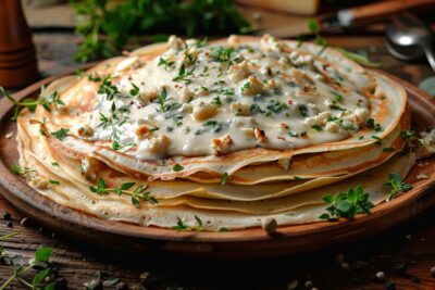 Redécouvrez les crêpes : une recette unique de crêpes à la béchamel de roquefort qui ravira vos papilles