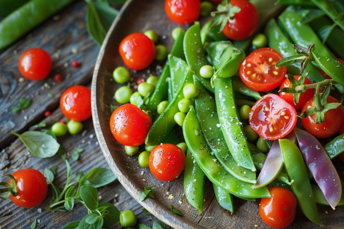 Redécouvrez les saveurs du jardin avec cette recette rustique de pois mange-tout à la paysanne