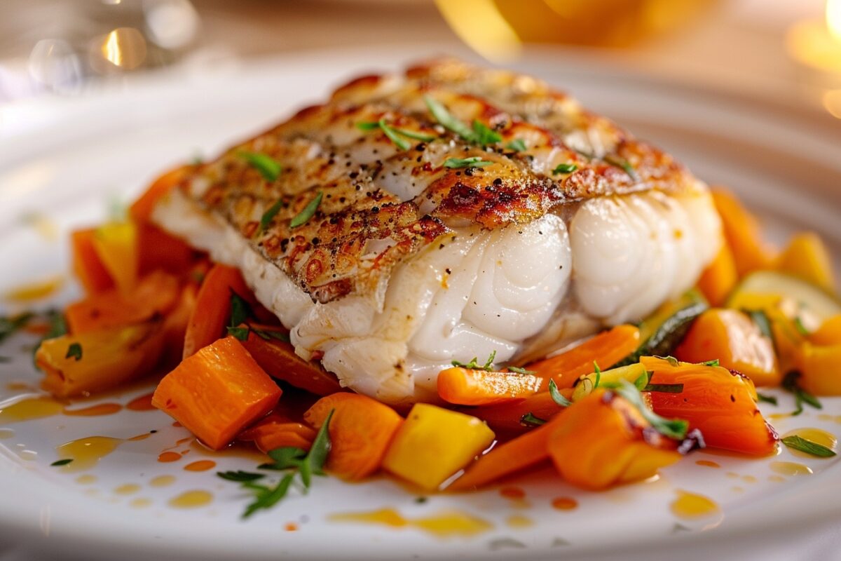 Transformez votre dîner en festin avec cette succulente recette de rôti de lotte et ses légumes à l’orange